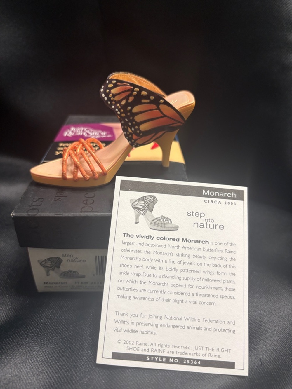 Just The Right Shoe Monarch Butterfly Heels - Orange and Black - Picture 2 of 5